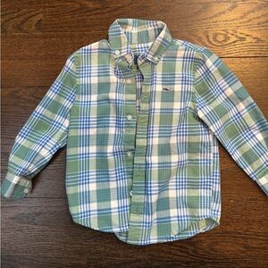 Vineyard Vines Kids Button Down Whale Shirt - Green and Blue